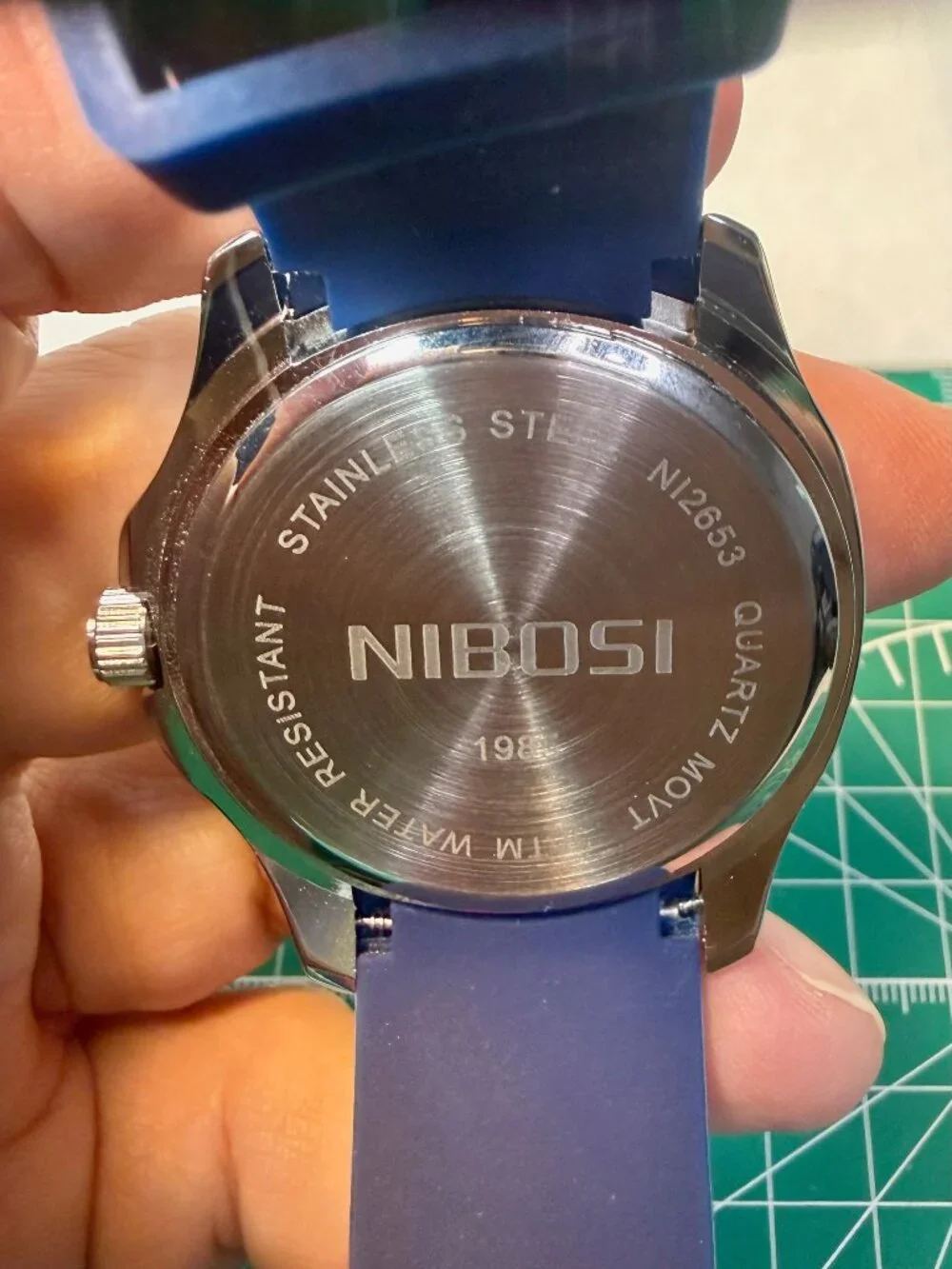 Nibosi Blue face stanless watch silicone band quarts 3Bar